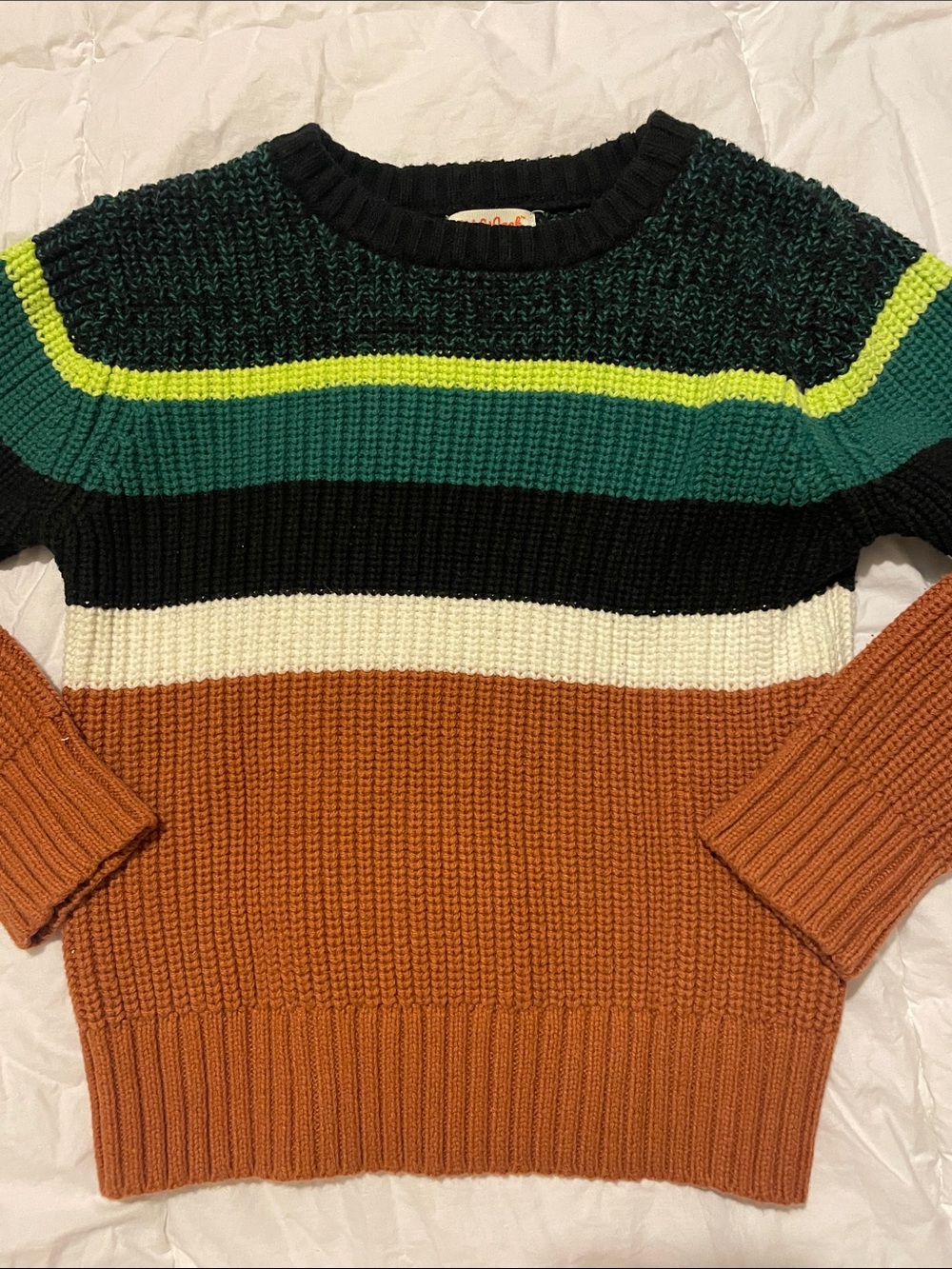 Cat & Jack Striped Knit Sweater in Brown, Black, Green & Yellow